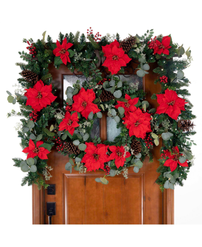 Shop Village Lighting Company 9' Artificial Christmas Garland With Lights, Christmas Poinsettia In Assorted