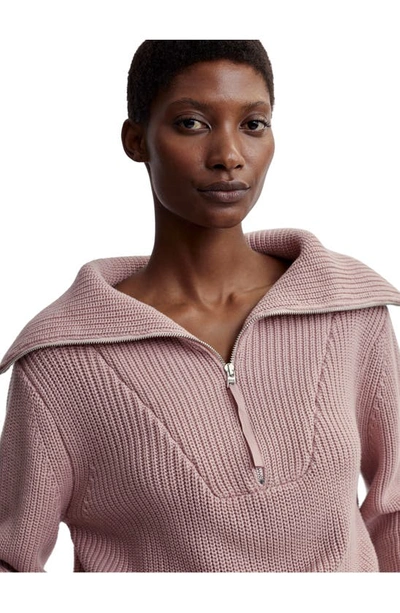 Shop Varley Mentone Half Zip Sweater In Pale Mauve