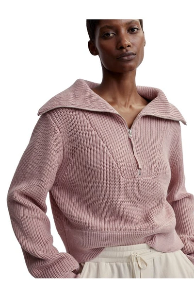 Shop Varley Mentone Half Zip Sweater In Pale Mauve