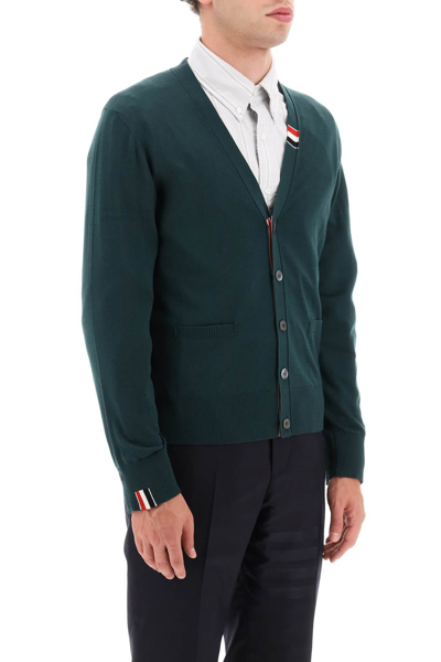 Shop Thom Browne Merino Wool V-neck Cardigan Men In Green