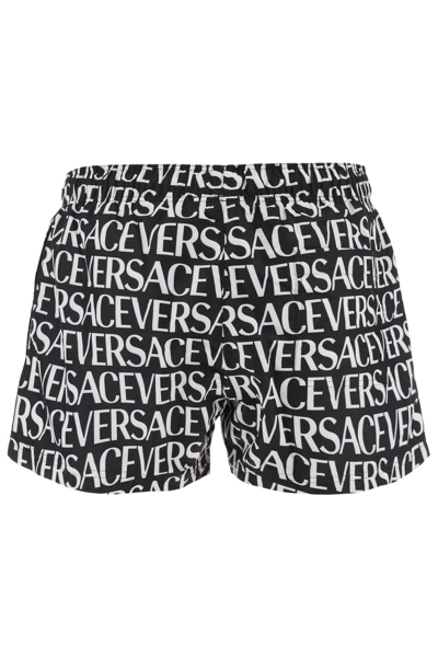 Shop Versace Allover Swim Trunks Men In Multicolor