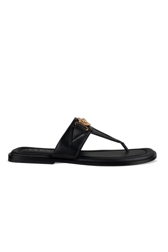 Versace La Medusa leather flip flops - Black