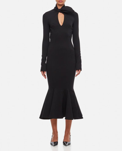 Shop Attico Isabel Compact Techno Jersey Midi Dress In Black
