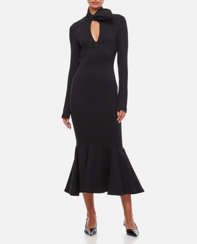 Shop Attico Isabel Compact Techno Jersey Midi Dress In Black