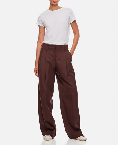 Shop Golden Goose Wide-leg Wool Pants In Brown