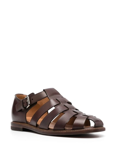 Shop Church's Caged Leather Sandals In Brown