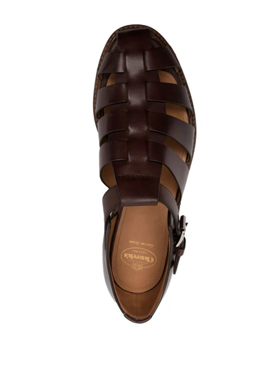 Shop Church's Caged Leather Sandals In Brown