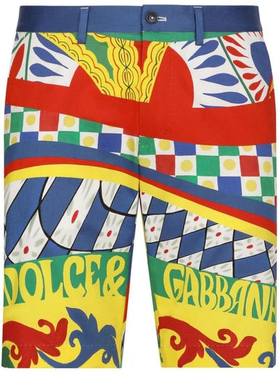 Shop Dolce & Gabbana Shorts With Carretto Print In Multicolour