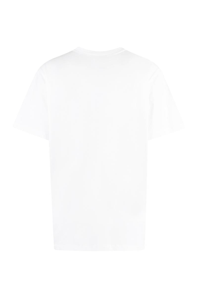 Shop Ganni Printed Cotton T-shirt In White