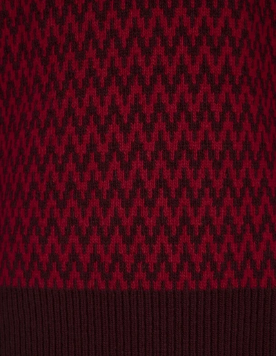 Shop Lanvin Sweater With And Burgundy Chevron Motif In Red