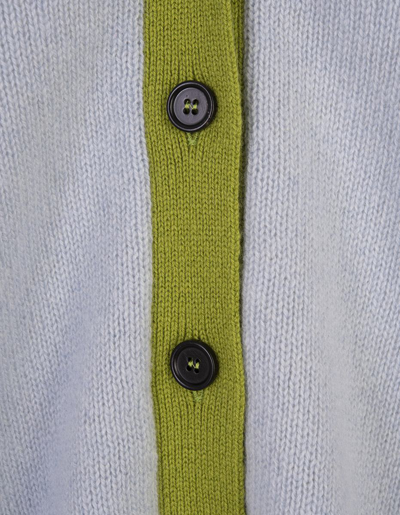 Shop Marni Color-block Cashmere Cardigan In Blue