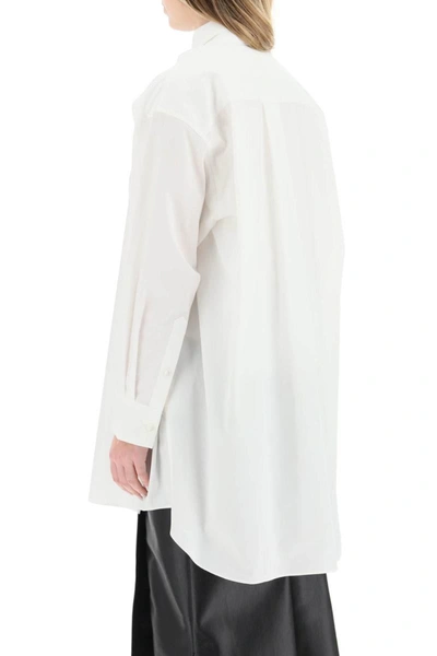Shop Sacai Maxi Shirt With Cut-out Sleeves In White