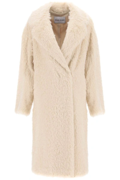 Shop Stand Studio Nicole Eco-fur Coat In White