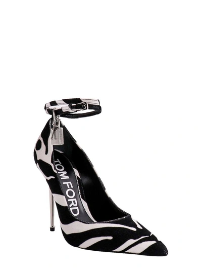 Tom Ford Padlock Zebra-print Velvet Pumps In Black