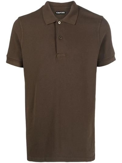 Shop Tom Ford Short-sleeved Cotton Polo Shirt In Brown