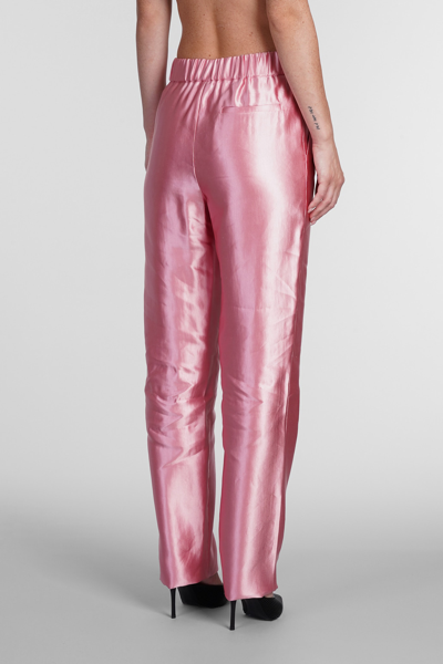 Shop Giorgio Armani Pants In Rose-pink Linen