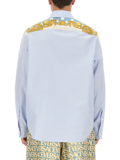 Shop Versace Seashell Baroque Striped Shirt In Multicolor