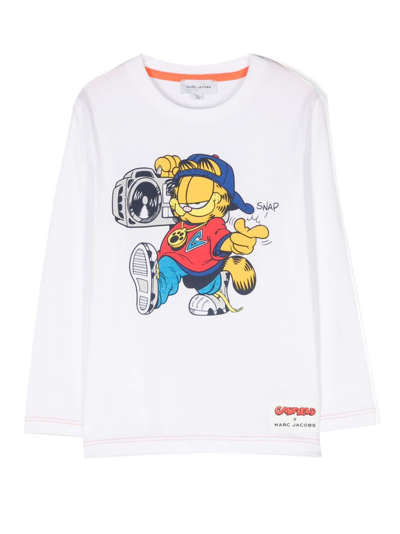Shop Marc Jacobs T-shirt Garfield Bianca In Jersey Di Cotone Bambino In Bianco