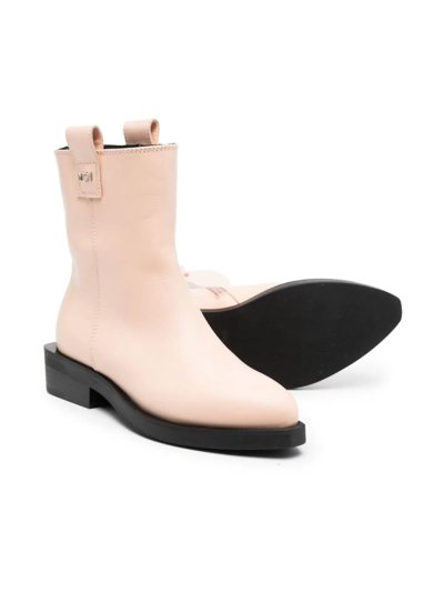 Shop N°21 Ankle Boots With Logo Plaque In Pink