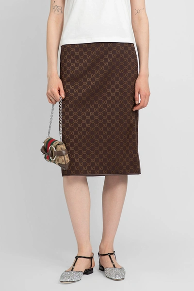 Shop Gucci Woman Brown Skirts