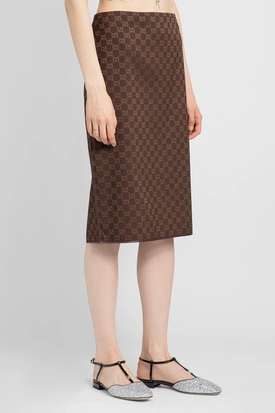 Shop Gucci Woman Brown Skirts
