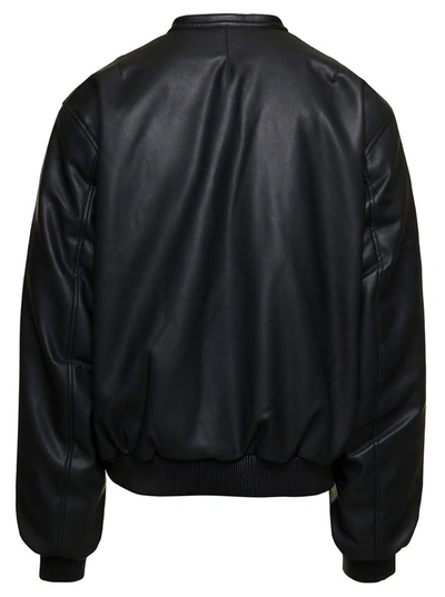 Shop 3paradis Vegan Leather Bomber Jacket In Black