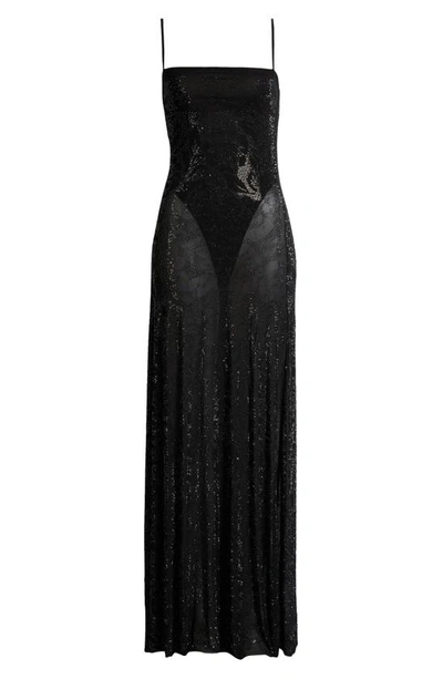 Shop Afrm Shea Rhinestone Maxi Dress In Noir