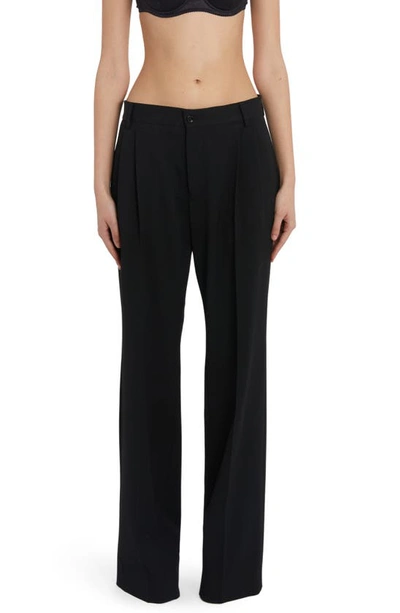 Shop Dolce & Gabbana Wide Leg Stretch Virgin Wool Pants In Black