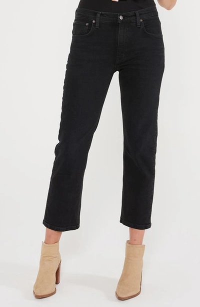 Shop Etica Rae Ankle Straight Leg Organic Cotton Jeans In Onyx