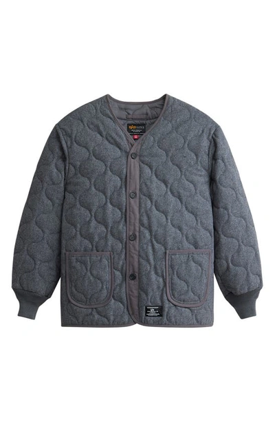 Shop Alpha Industries Als/92 Wool Blend Jacket Liner In Dark Charcoal Heather