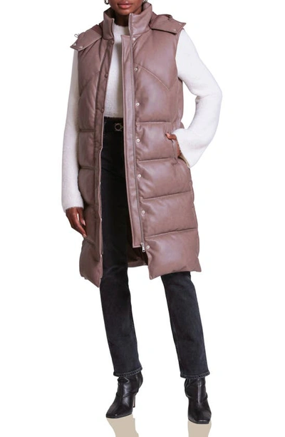 Shop Avec Les Filles Faux-ever Leather™ Longline Thermal Puff™ Puffer Vest In Caribou
