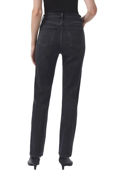 Agolde + Net Sustain Stovepipe High-rise Straight-leg Organic Jeans In Metal