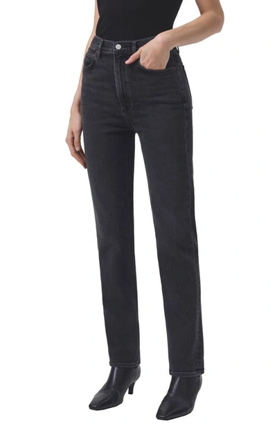 Shop Agolde High Waist Stovepipe Jeans In Metal