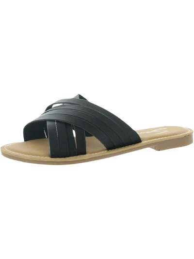 Shop Seven7 Babylon Womens Faux Leather Strappy Slide Sandals In Black