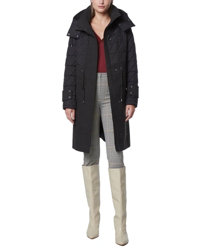 Shop Andrew Marc Rhombus Quilted Long Jacket In Black