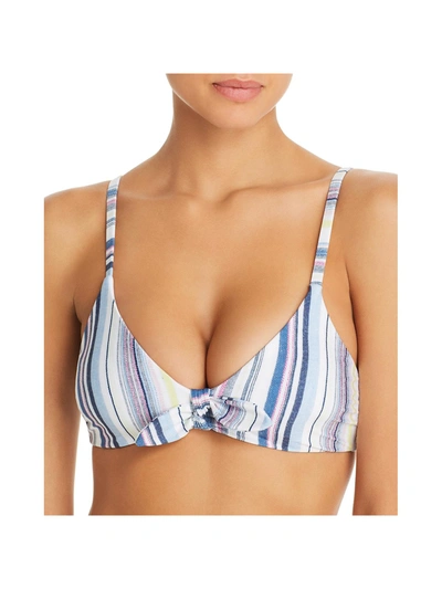 Shop Splendid Line Of Sight Womens Striped V-neck Bikini Swim Top In Multi