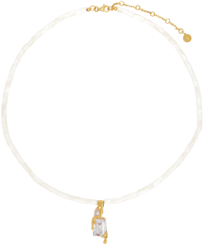 Shop Alan Crocetti White Raver Melt Necklace In Gold Vermeil
