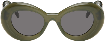 Shop Loewe Green Wing Sunglasses In Darkgreen/smoke