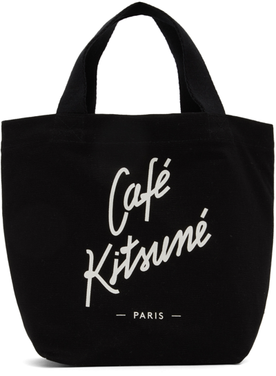 Shop Maison Kitsuné Black Mini 'café Kitsuné' Tote In Bk Black
