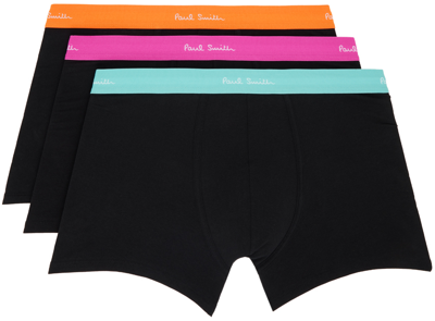 Shop Paul Smith Three-pack Black Contrast Waistband Boxer Briefs In 79 Blacks