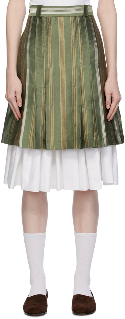 Shop S.s.daley Green Evana Midi Skirt In Sage Stripe