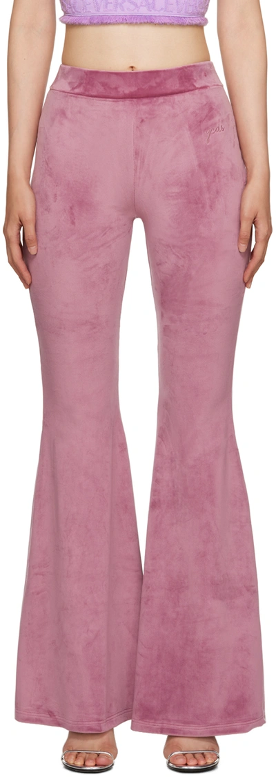 Shop Gcds Pink Flared Trousers In 62 Mauve