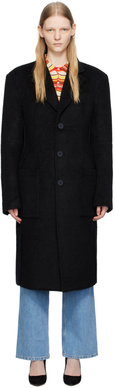Shop Eckhaus Latta Black Form Coat In Raven