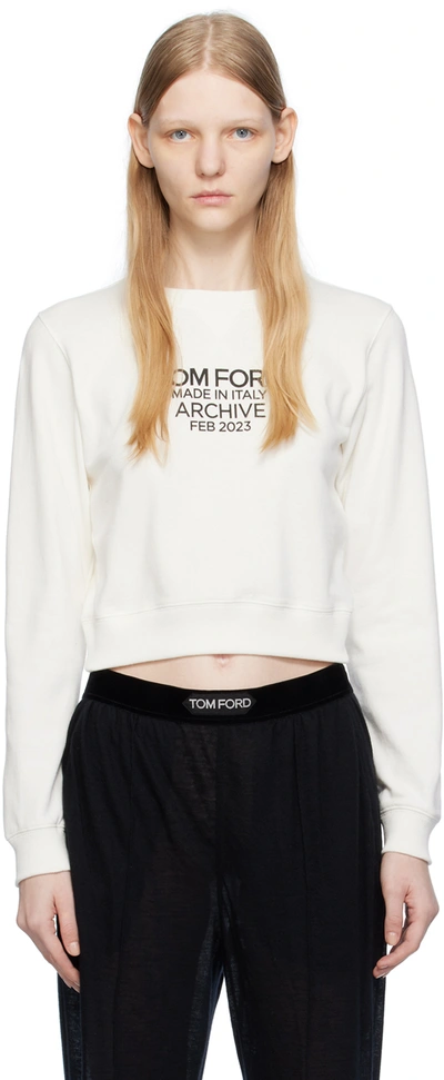 Shop Tom Ford White Printed Sweatshirt In Zawbl White & Black