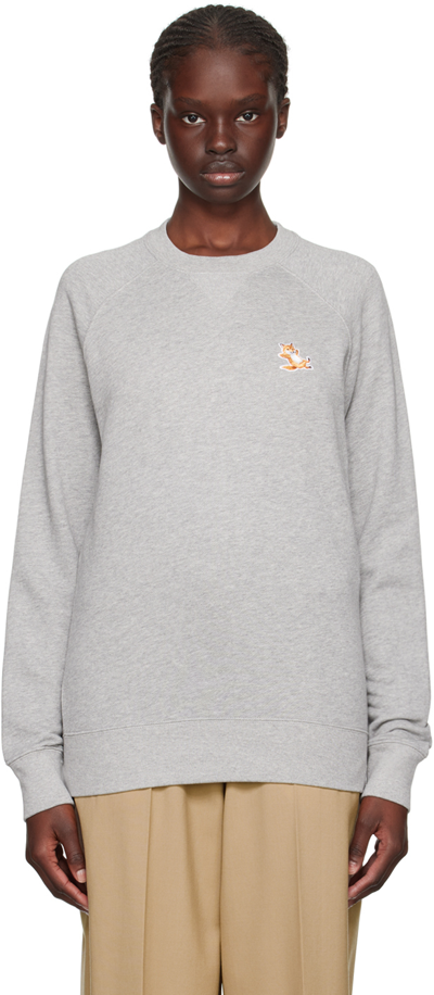 MAISON KITSUNÉ GRAY CHILLAX FOX SWEATSHIRT 