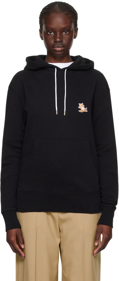 Shop Maison Kitsuné Black Chillax Fox Patch Hoodie