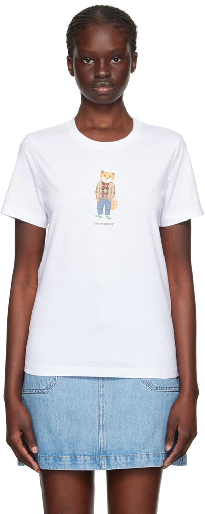 Shop Maison Kitsuné White Dressed Fox T-shirt