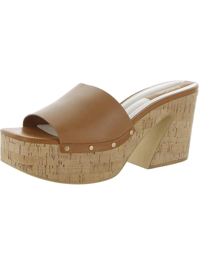 Shop Franco Sarto Damara Womens Leather Slip On Platform Sandals In Brown
