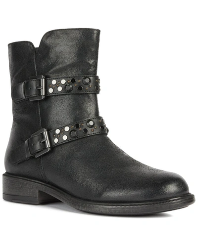 Shop Geox Catria Leather Bootie In Black