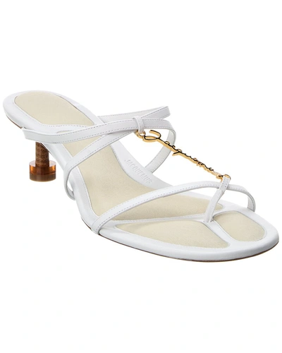 Shop Jacquemus Les Sandales Basses Pralu Leather Sandal In White